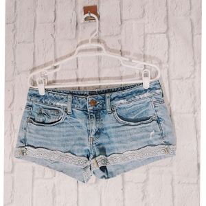 American Eagle Cuff Eyelet Hem Denim Short